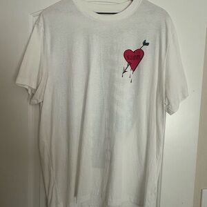 All Saints White Tee with Red Heart Graphic
